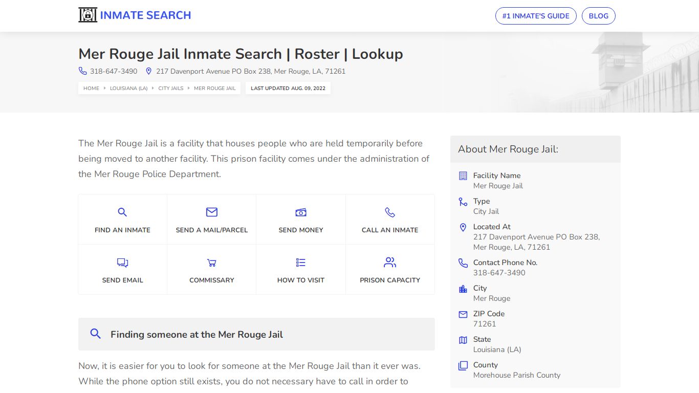 Mer Rouge Jail Inmate Search | Roster | Lookup